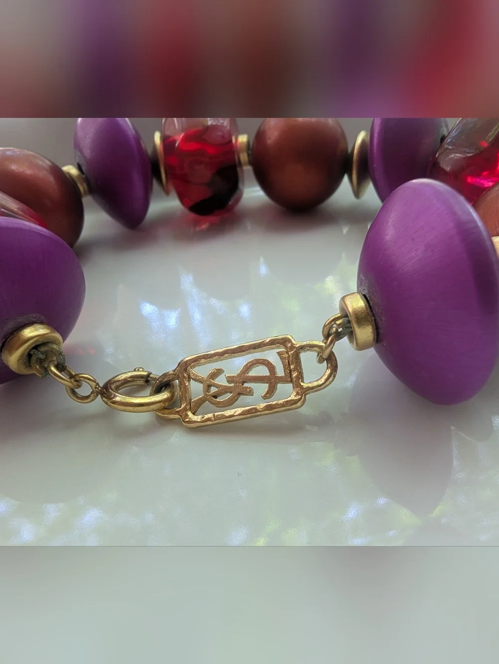 Yves Saint Laurent YSL 1990's Vintage Chunky Acrylic Bead Bracelet RARE HTF - Picture 5 of 9